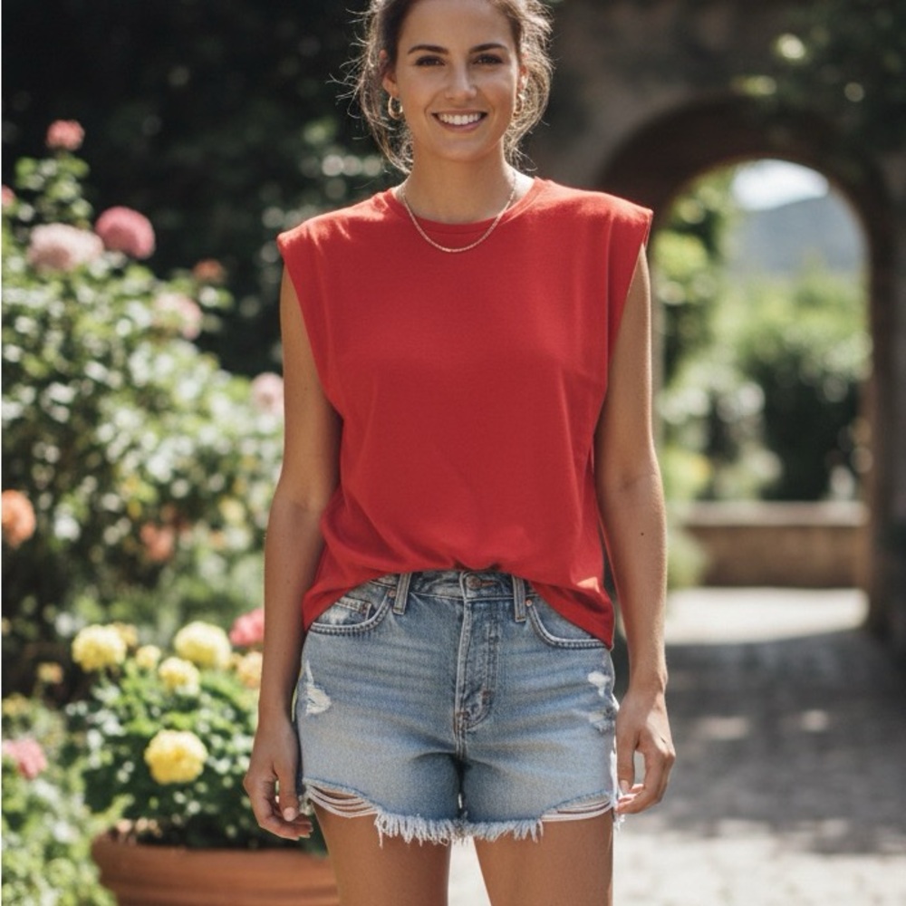 Zara Women's Bold Red Muscle Tee